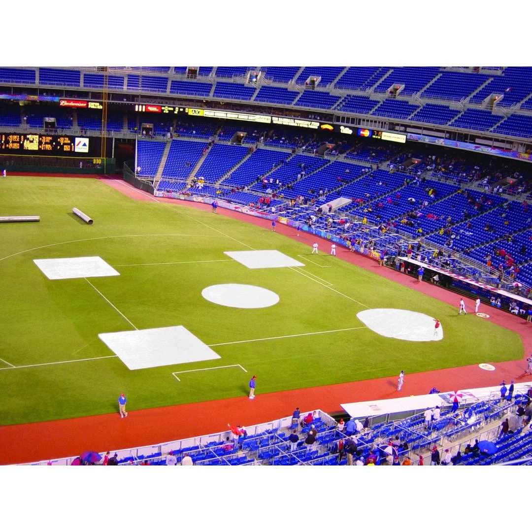 Jaypro BASEBALL TARP WITH GROUND STAKES (10' SQUARE - 6 OZ. POLYETHYLENE) (3 BASE) (WHITE OR SILVER - REVERSIBLE) 5 Jaypro BASEBALL TARP WITH GROUND STAKES (10' SQUARE - 6 OZ. POLYETHYLENE) (3 BASE) (WHITE OR SILVER - REVERSIBLE)