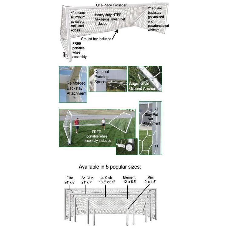 First Team Golden Goal 44 Square Aluminum Portable Soccer Goal 4 First Team Golden Goal 44 Square Aluminum Portable Soccer Goal