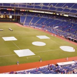 Jaypro BASEBALL TARP WITH GROUND STAKES (26' ROUND - 6 OZ. POLYETHYLENE) (HOME PLATE) (WHITE OR SILVER - REVERSIBLE)