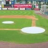 Jaypro BASEBALL TARP WITH GROUND STAKES (26' ROUND - 6 OZ. POLYETHYLENE) (HOME PLATE) (WHITE OR SILVER - REVERSIBLE) 2 Jaypro BASEBALL TARP WITH GROUND STAKES (26' ROUND - 6 OZ. POLYETHYLENE) (HOME PLATE) (WHITE OR SILVER - REVERSIBLE)